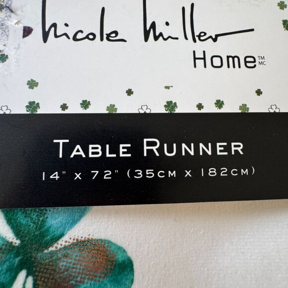 Nicole Miller Saint St Patricks Day Table Runner Shamrock Party Home Decor 14x72 - Picture 7 of 10